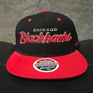ZEPHYR Chicago Blackhawks NHL Vintage Script Adjustable SnapBack Hat / One Size